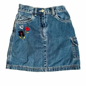 The Children's Place Blue Denim Mini Skirt with Floral Embroidery